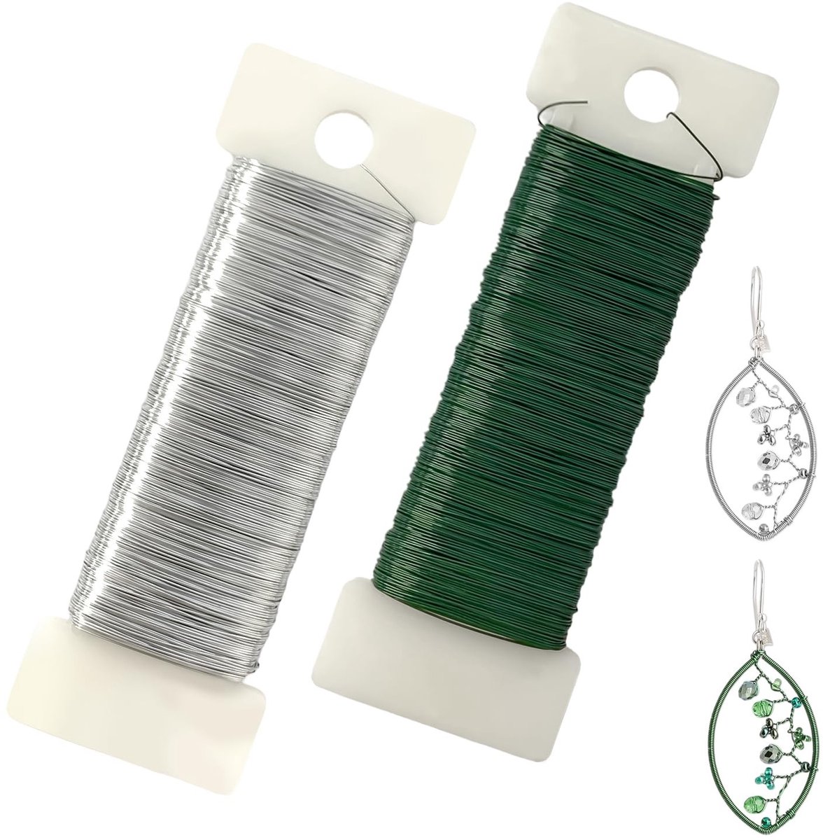 Dailygoody - Bloemistendraad - Kransmaakbenodigdheden - 50 m - Knutseldraad - Decoraties - Geschikt voor bloemschikken - Groen + Zilver