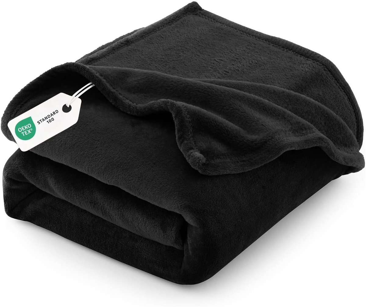 Dailygoody - OmGoods - Dailygoody - Knuffeldeken - Fleece-deken - Warm en zacht - Zwart - XXL formaat - Perfect voor op de bank - Ideaal voor winterse avonden