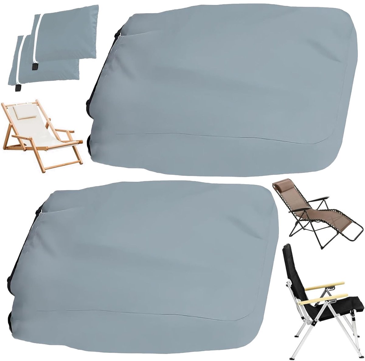 Dailygoods - Dailygoody - Beschermhoes voor tuinstoelen - Oxford-afdekking - Waterbestendig - Grijs - UV-bestendig - Stofdicht - Geschikt voor tuin- en strandmeube