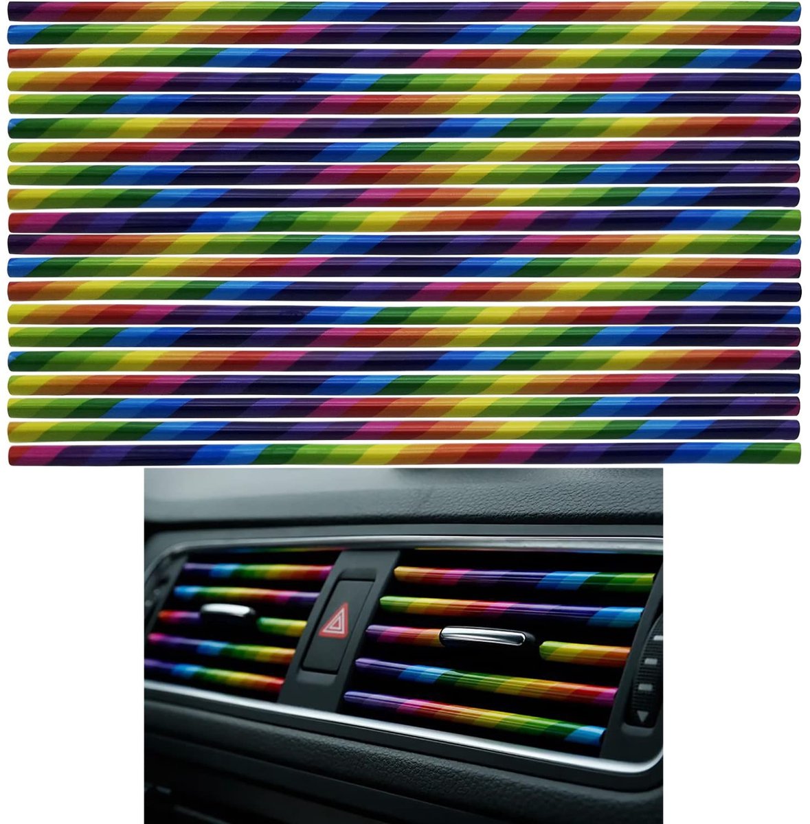Dailygoods - Dailygoody - Decoratieve strips voor auto - Chroom PVC - Luchtinlaat strips - 20 stuks - Auto-interieur - Ventilatierooster - Geschikt voor rechte roo