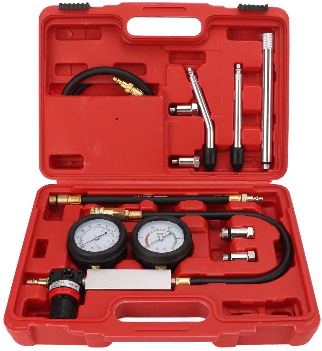 Dailygoods - Dailygoody - Cilinder Lek Tester - Compressie Test Tool - Dual Gauge voor Benzinemotor - Druk Controle en Lekkage Test - Auto Onderhouds Tool