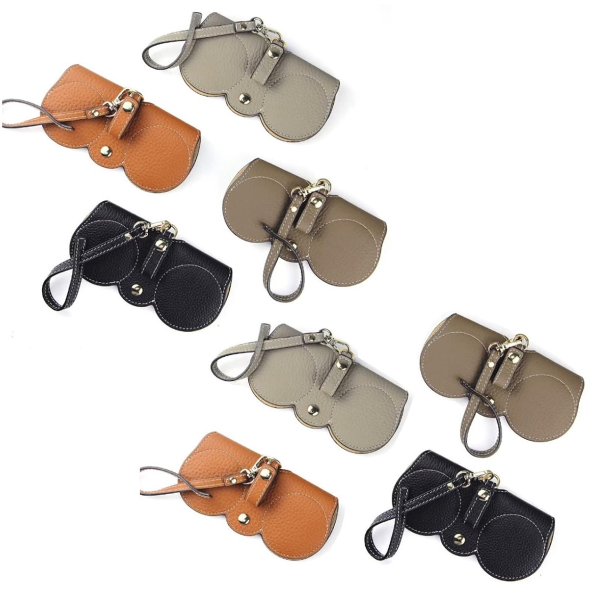 Dailygoody - Brillenbeschermtassen - Draagbare brillenetui - Modieuze brillenkoker - Zwart Bruin Oranje Grijs - Geschikt voor mannen en vrouwen - 8 st