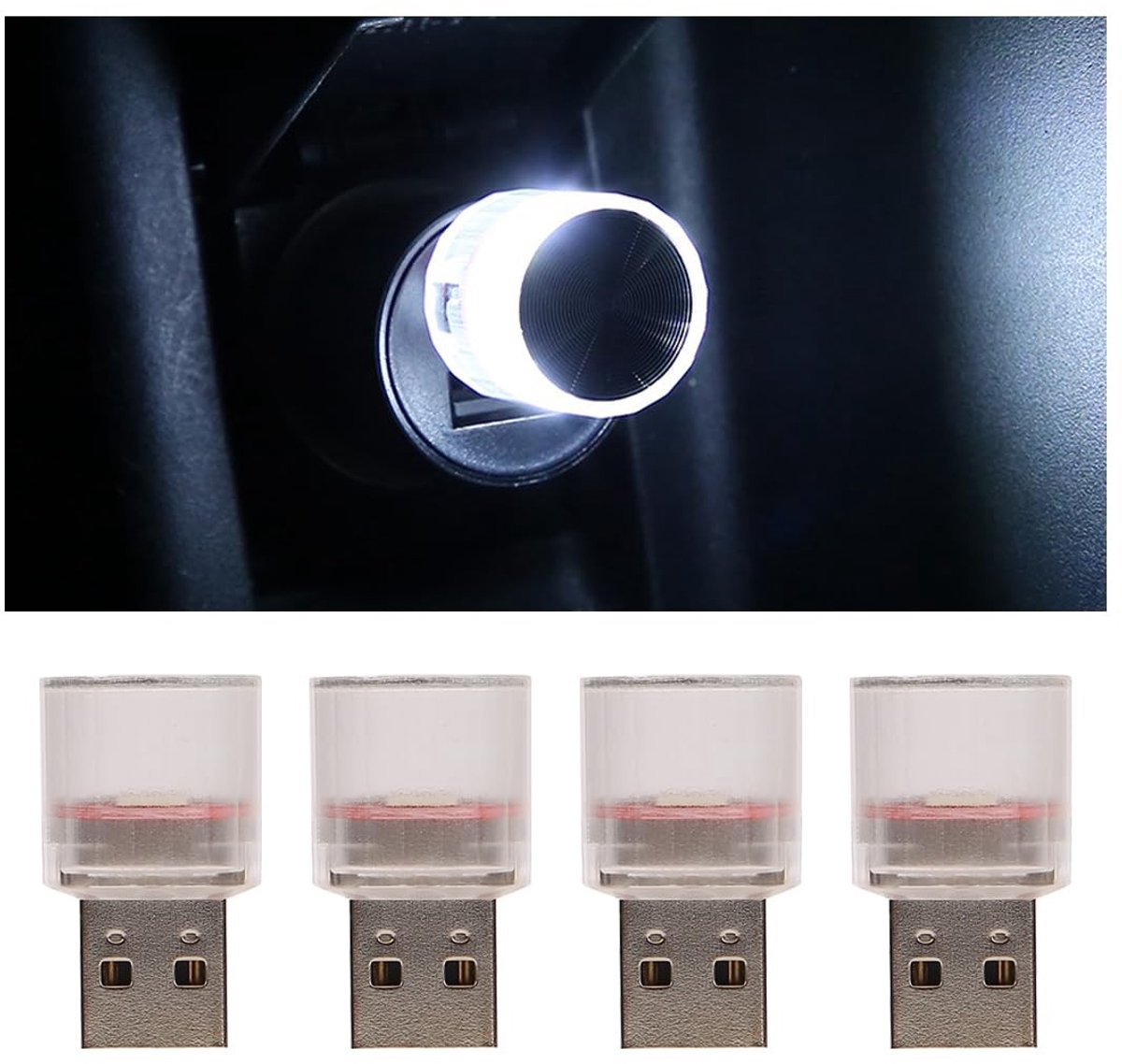 Dailygoody - USB Sfeerlampen - Mini LED Interieurverlichting - Energiebesparend - Wit - Auto Accessoires - Geschikt voor SUV's en Vrachtwagens