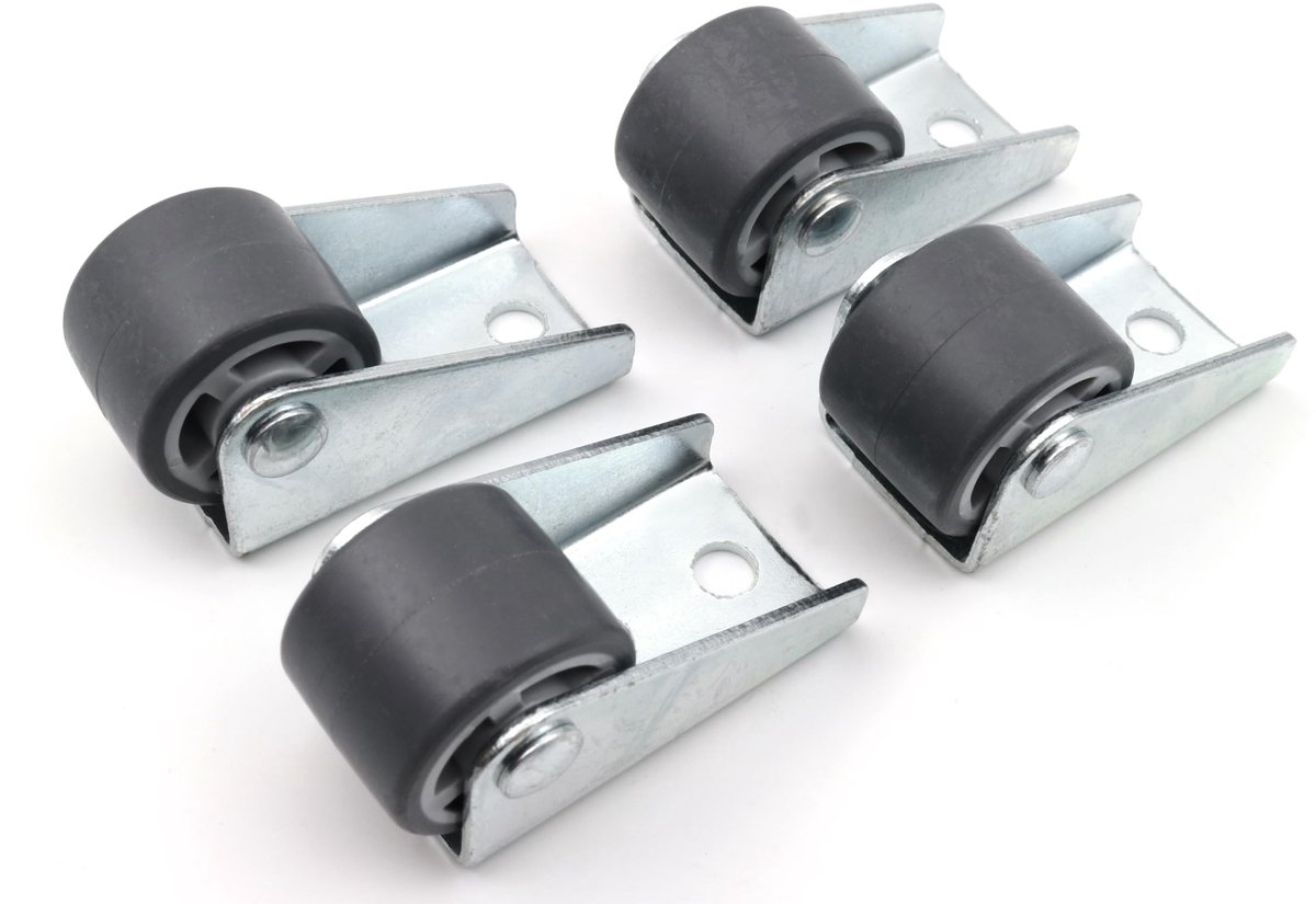 Dailygoody - Bokwielen - Meubelwiel met zacht loopvlak - Zwart - Draagvermogen 50 kg - Ideaal voor bedbodems en meubels - 4x bokwielen