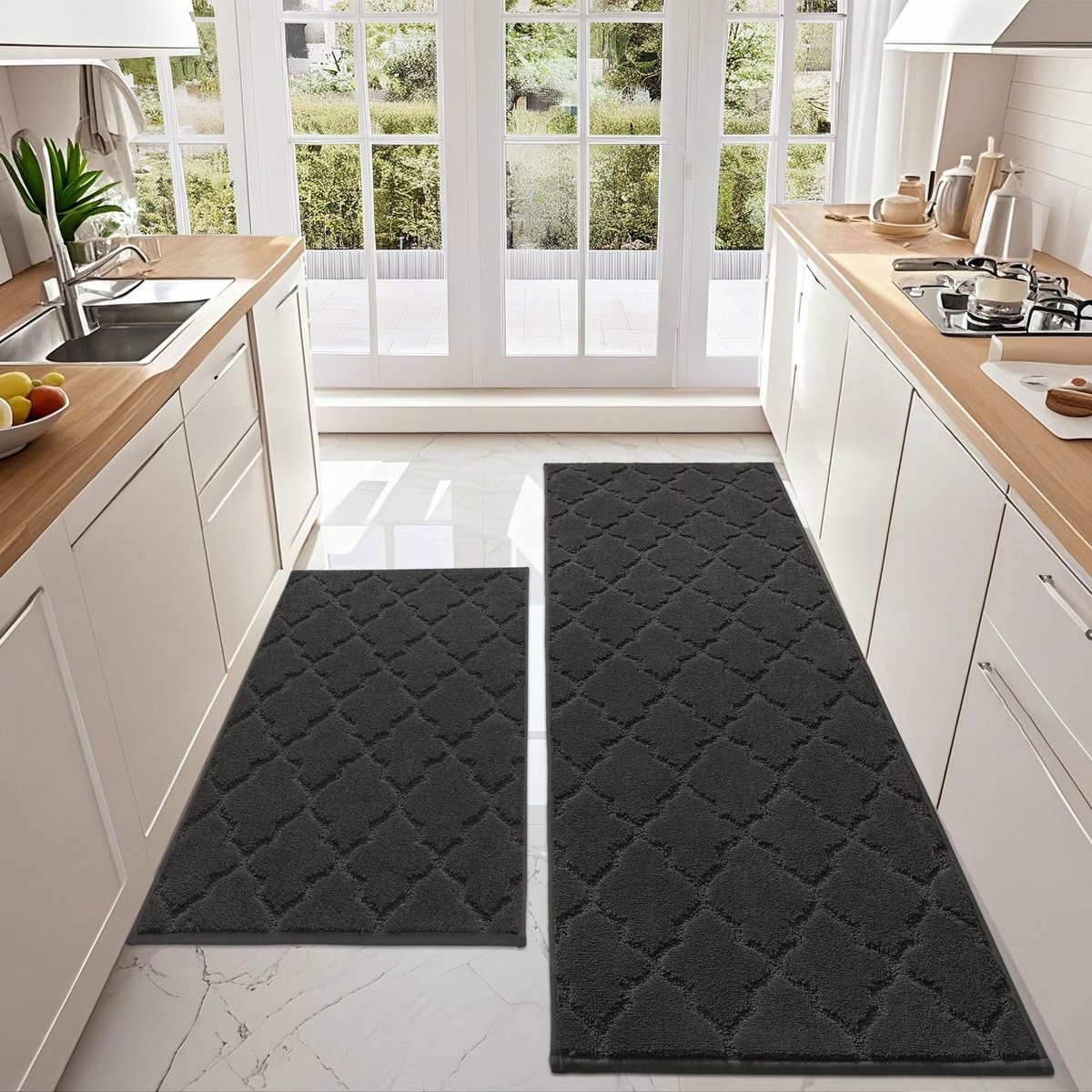 Dailygoody - Keukentapijt - Antislip - Wasbaar - Zwart - Vloermat - Tapijtloper - Geschikt voor keuken en hal - 60 x 90 cm en 60 x 150 cm