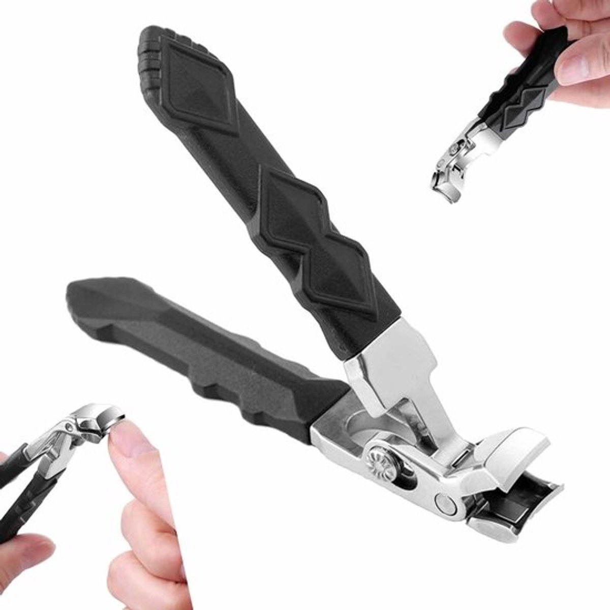 Nagelknipper voor senioren - zwart-A, voetnagelschaar met extra grip