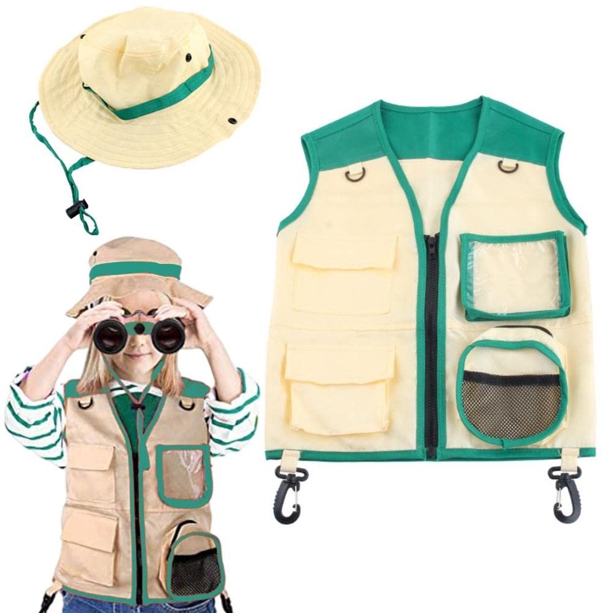 Dailygoods - Dailygoody - Outdoor Explorer-set - Verkenner-kostuumset - Ideaal voor avonturen - 2-delig - Insectenonderzoeker - Rollenspel - Geschikt voor kinderen