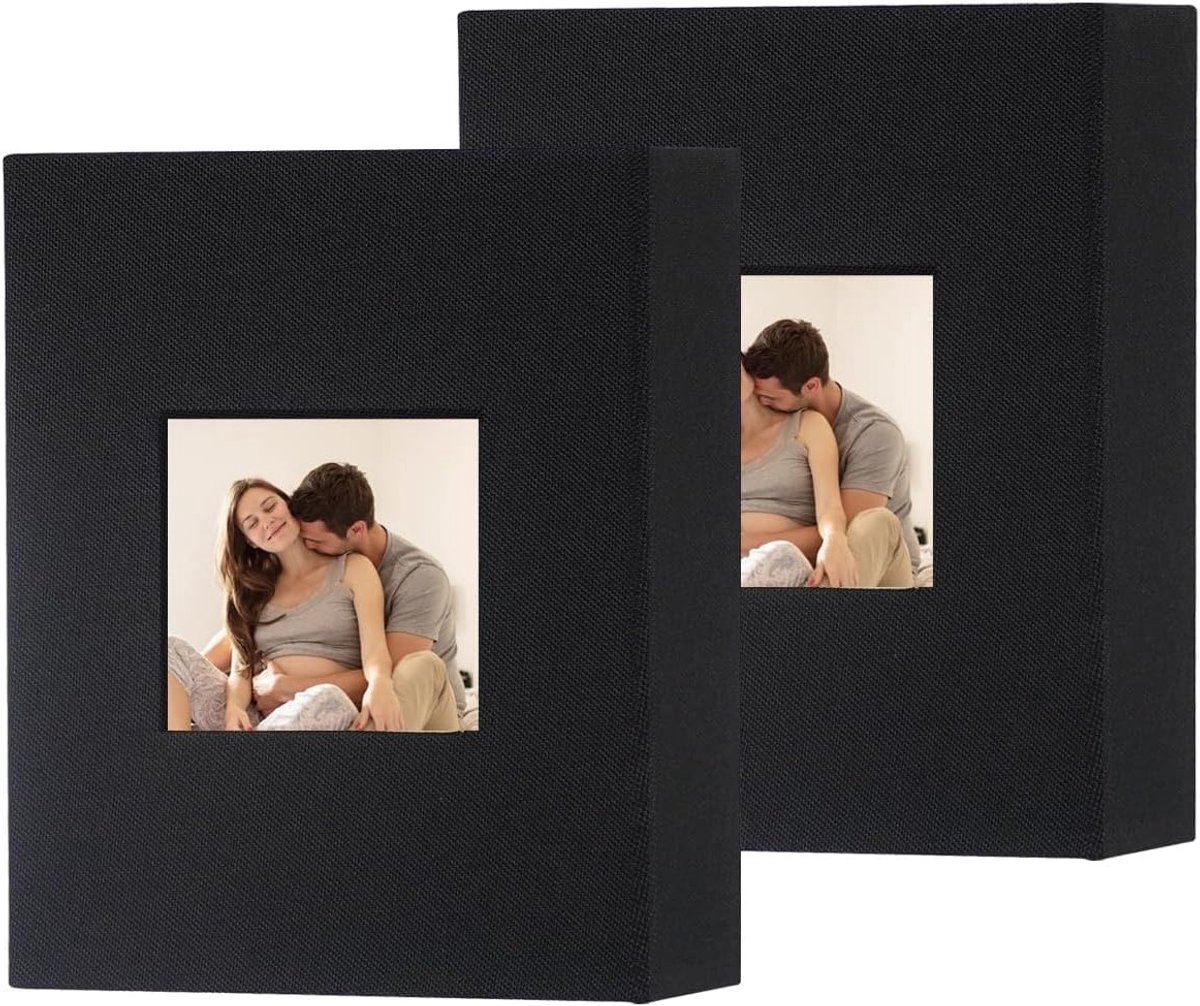 Klein Fotoalbum met 50 Compartimenten, Geschikt voor 100 Verticale Foto's van 10x15 cm, Ideaal voor Familie, Bruiloften en Babyherinneringen (Zwart)