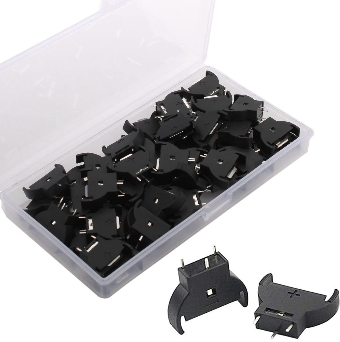Dailygoods - Dailygoody - 50x CR2032 3V Batterijhouder met 3-Pin Solder Kabel - Zwart