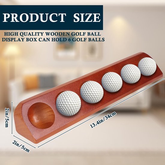 Dailygoods - Dailygoody - Houten Golfbal Stand - Wanddecoratie voor Golfballen - Ideale decoratie voor sportliefhebbers - 6 Gaten - Perfect voor binnen en buiten van Dailygoods — afbeelding 2