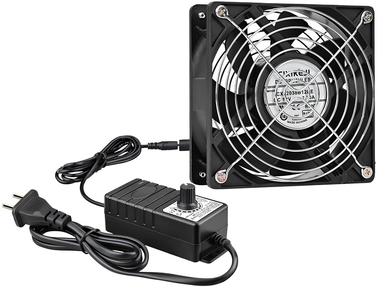 Dailygoods - Dailygoody - Ventilator - 120 mm - Krachtige koelervaring - Zwart - Instelbare snelheidsregeling - Perfect voor PC en TV - 12 V