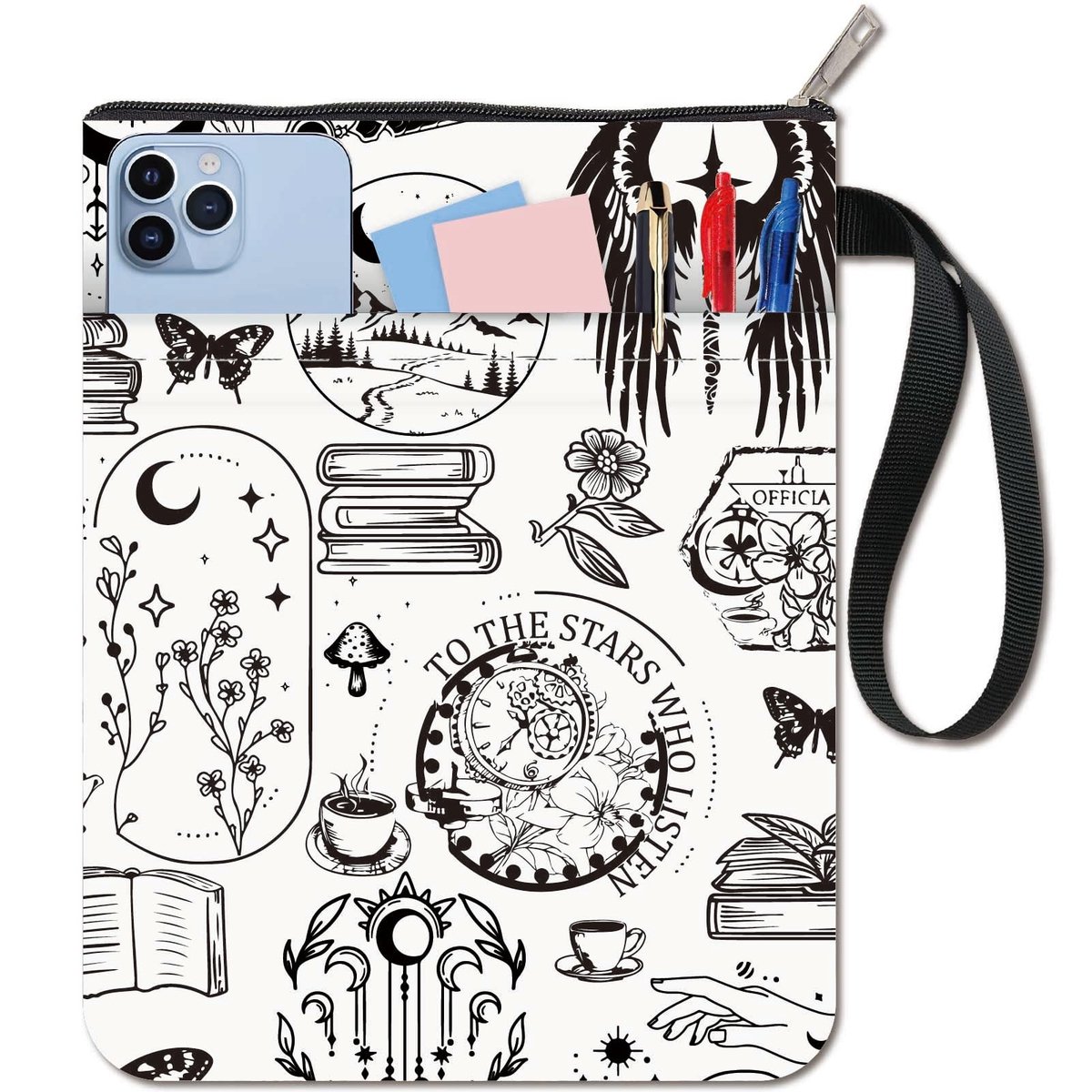 Dailygoods - Dailygoody - Gotische boekomslagen - Boekhoes voor paperbacks - Wasbare stof met rits - Witte boekbeschermer - Voor boekenliefhebbers - Geschikt voor ...
