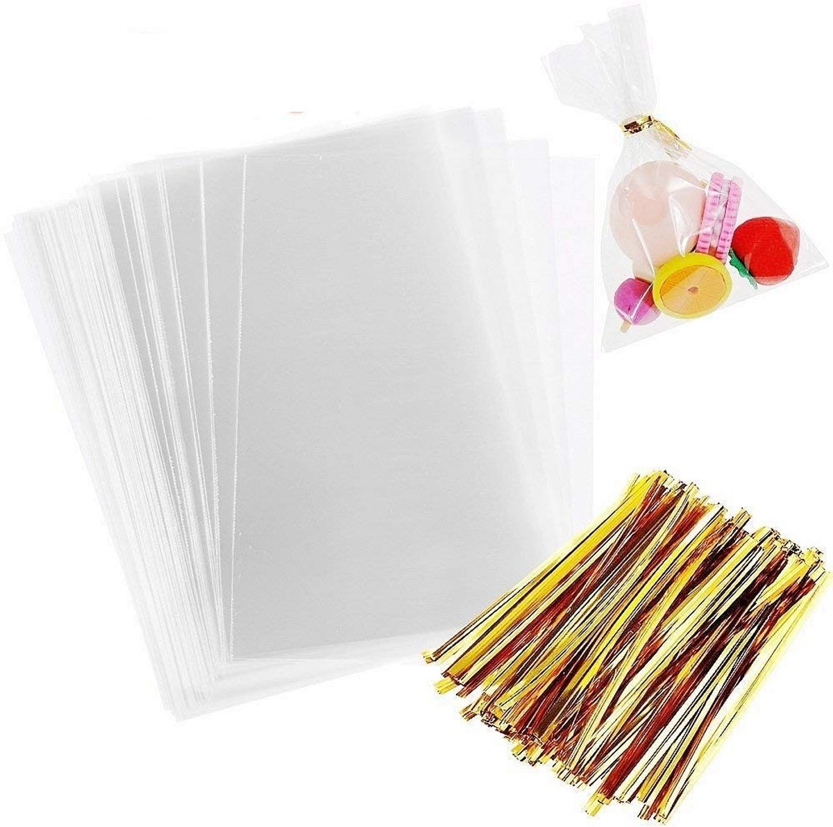 Dailygoods - Dailygoody - Rechthoekige Cellofaan Zakken - Traktatiezakken voor Snoep - Doorzichtig - Feestaccessoires - Baby Shower - Voor Bruiloft en Verjaardag