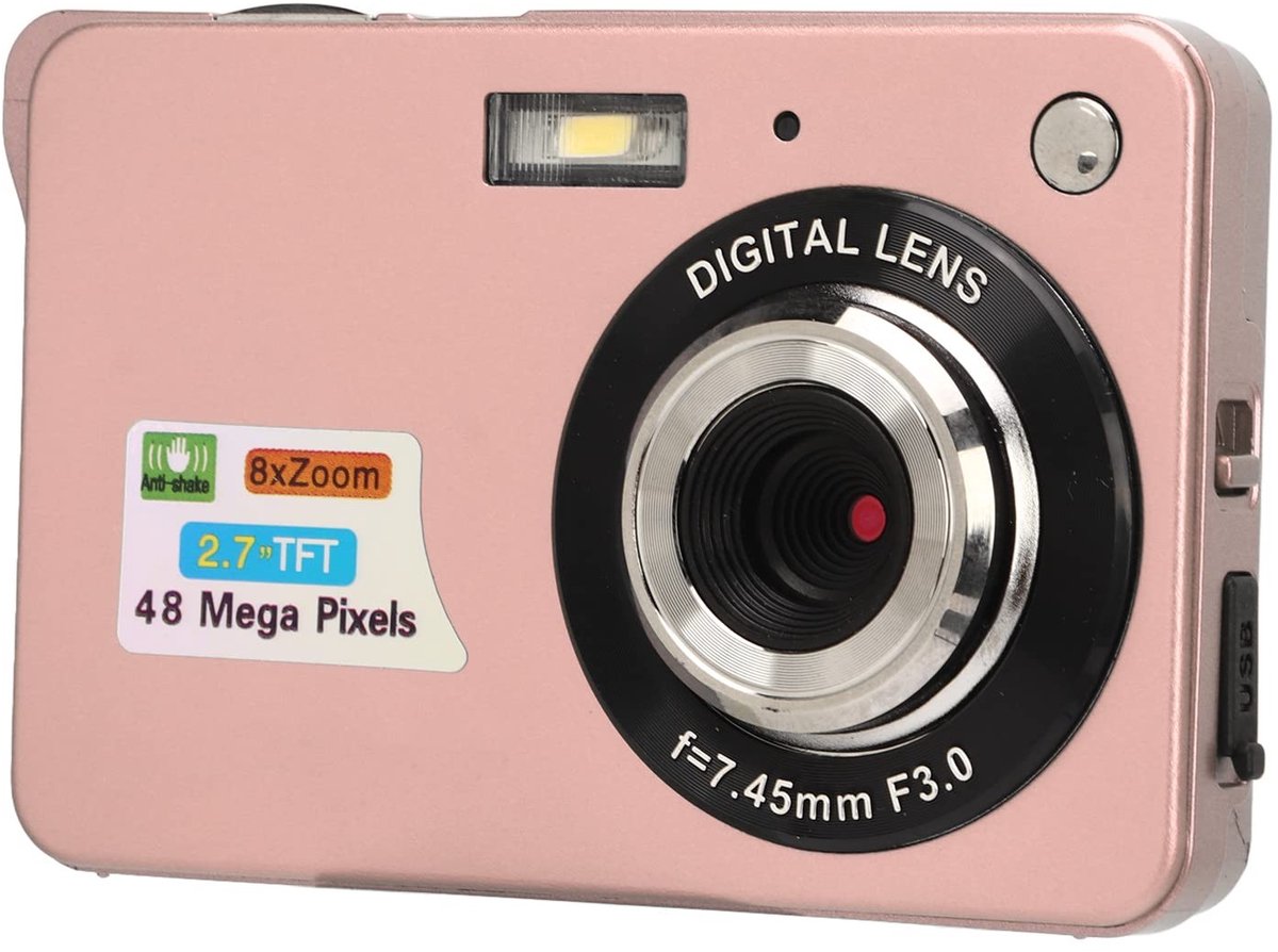 Dailygoods - Dailygoody - Digitale Camera - 4K Fotografie - Compacte Vlogcamera - Roze - 48MP Reiscamera - Geschikt voor Studenten - Perfect voor Continu Fotografere