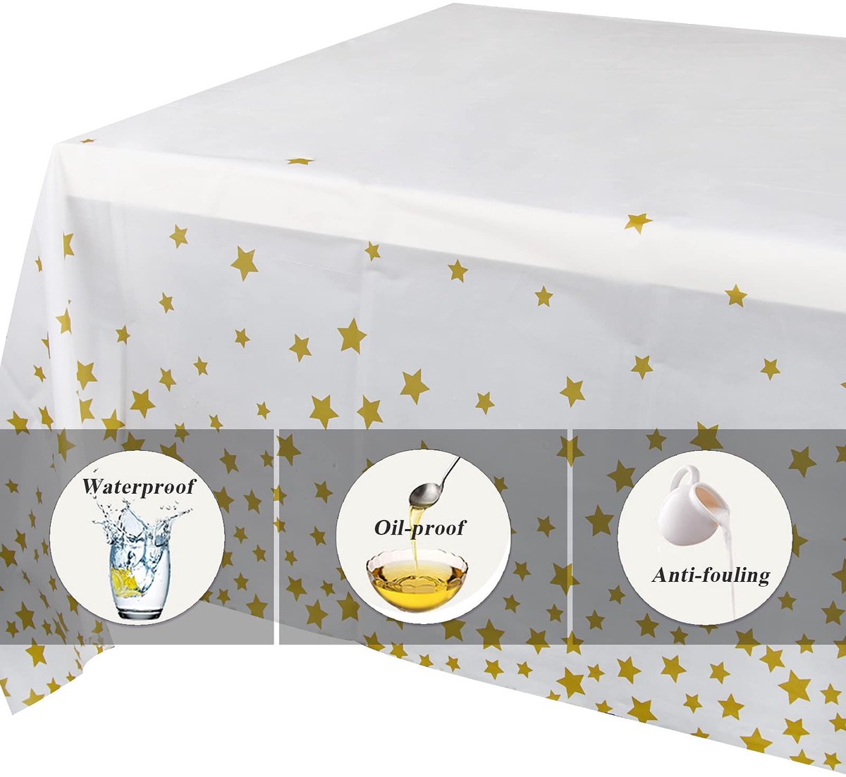 Dailygoody - Plastic tafelkleed - Afveegbaar en waterdicht - Goud - Rechthoekig tafelkleed - Geschikt voor feest en buitengebruik - 2 stuks