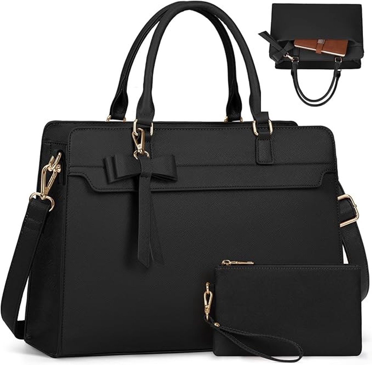 Stijlvolle laptoptas voor 15,6 inch laptops - Waterbestendig ontwerp met extra clutch