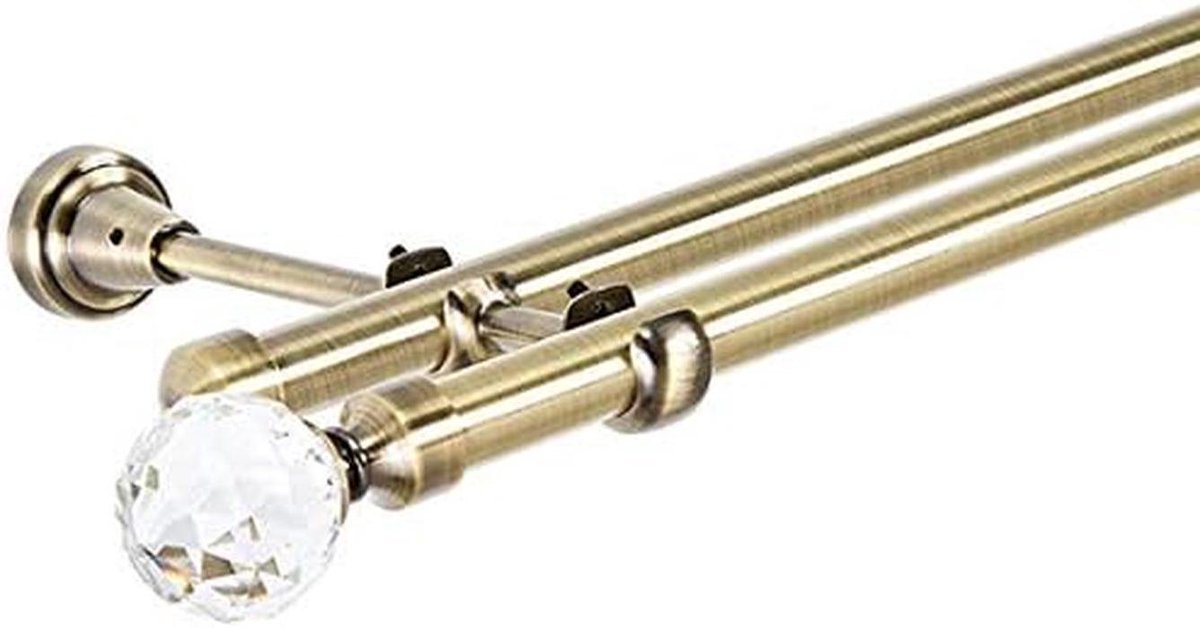 Gordijnroede 19 mm - Dubbele roede - Gordijnen Ophangen - Inclusief bevestigingsmateriaal - 120 cm - Antiek goud
