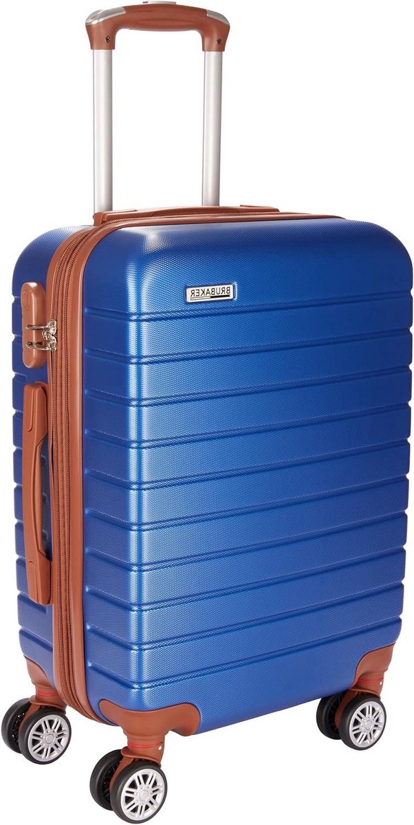 Hardshell Koffer - Reiskoffer Trolley - Korte Reizen - Geïntegreerd Slot - 56 x 37 cm - Blauw Bruin