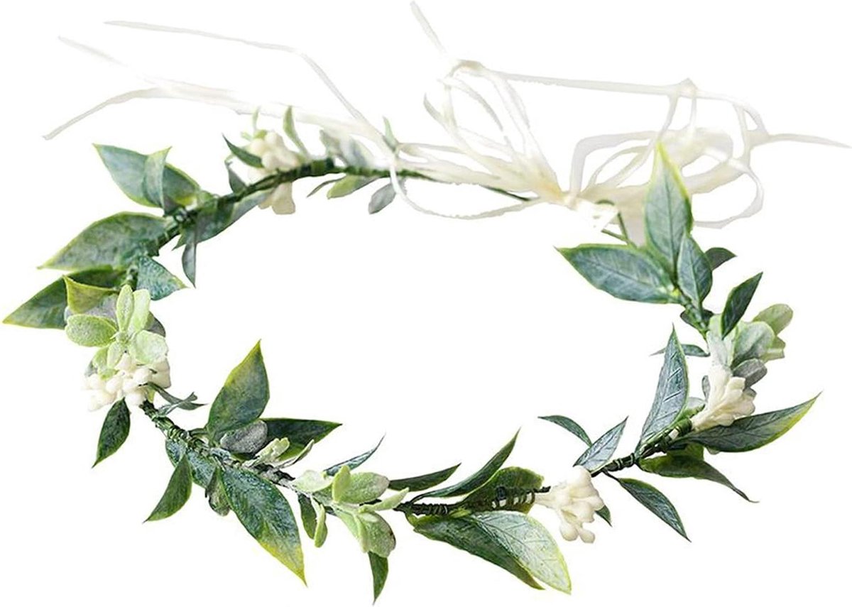 Bloemenkroon - Bloemen haarband - Feestelijke gelegenheid - Handgemaakt ontwerp - Verstelbaar - Groen