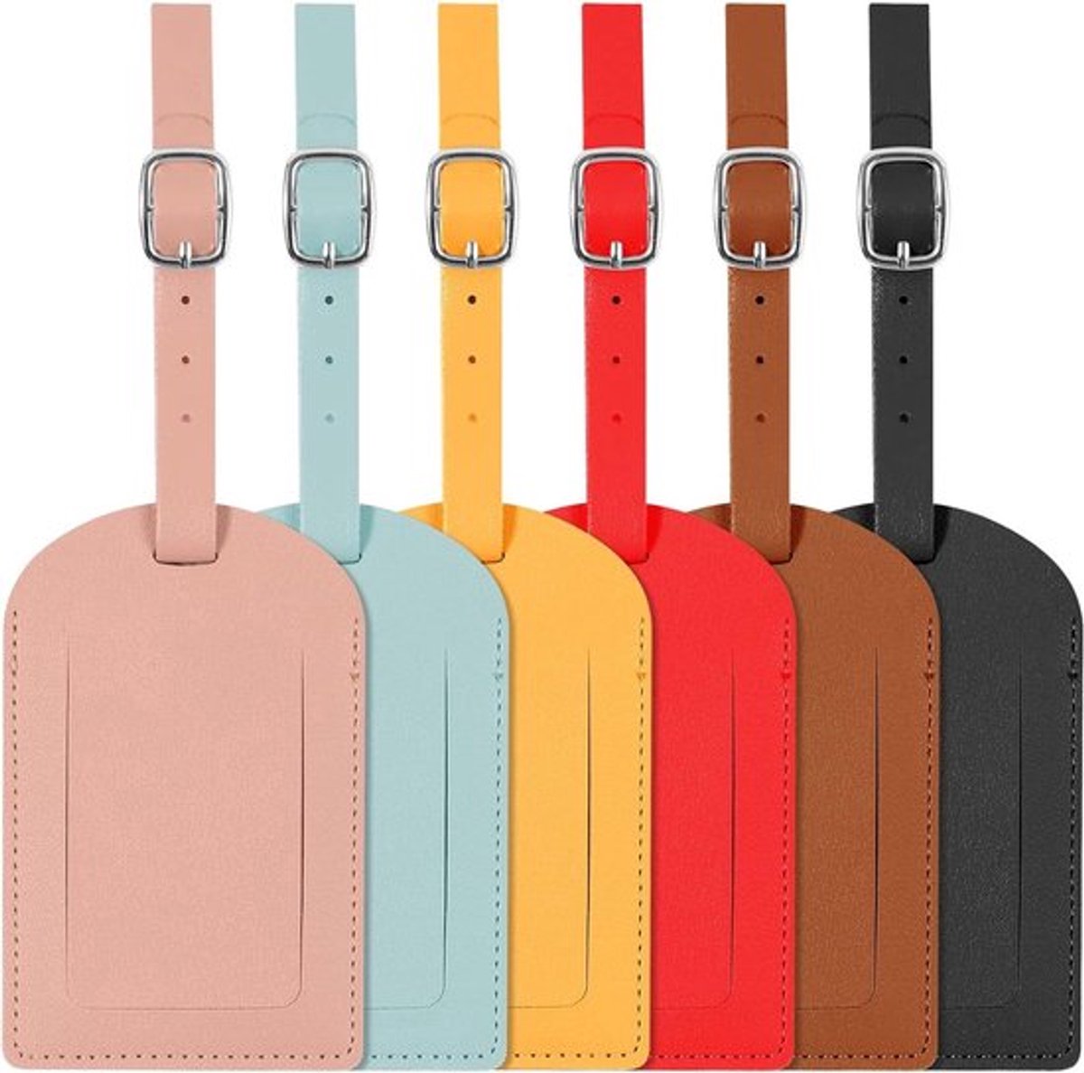 Daity 6-delige bagagelabelset - Bagagelabelset van PU-leer - Bagagelabelset voor koffers - Reisaccessoires - Naamlabels - verkrijgbaar in meerdere kleuren