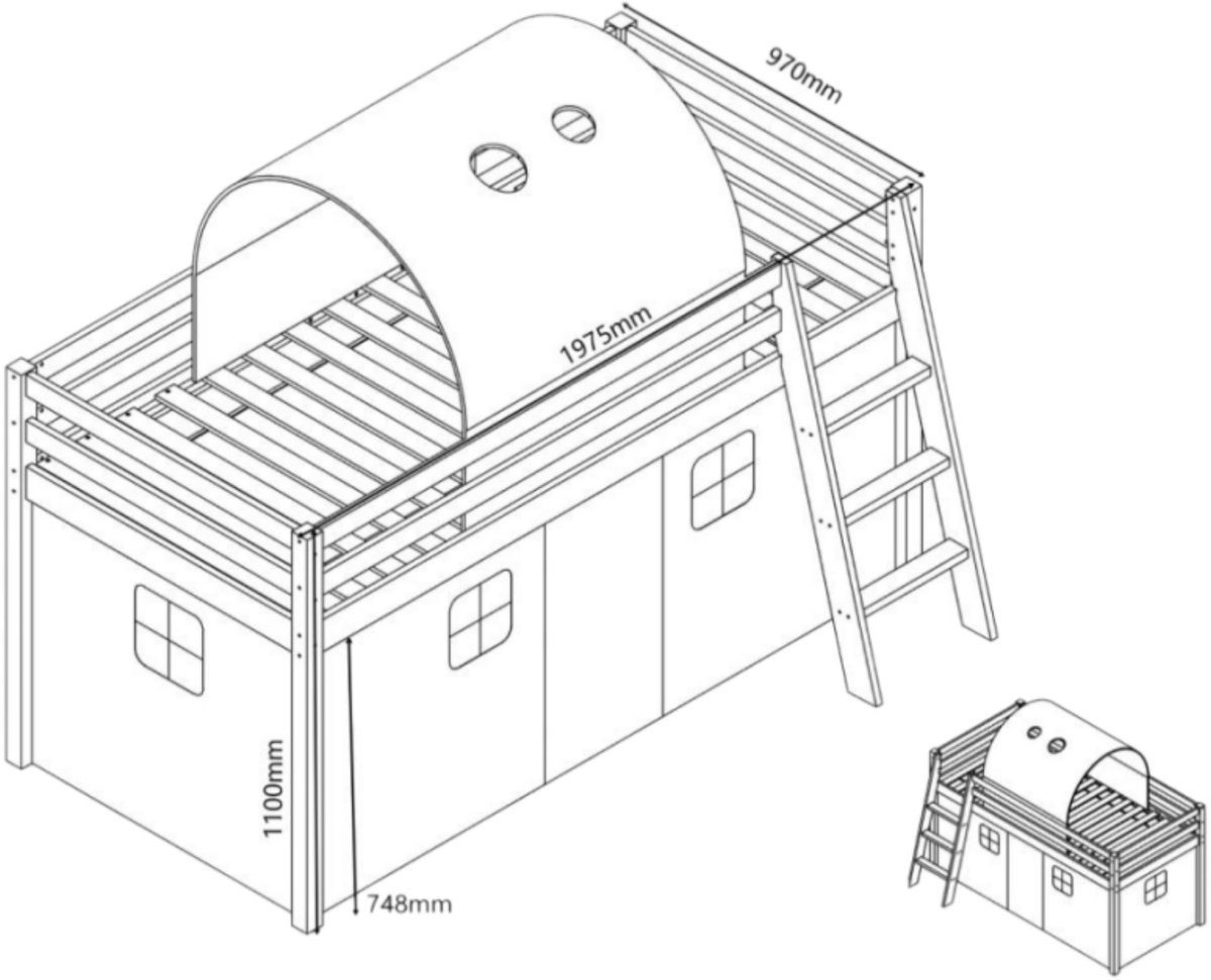 Hoogslaper Hoogslaper Ruimte Kinderbed - afbeelding 3