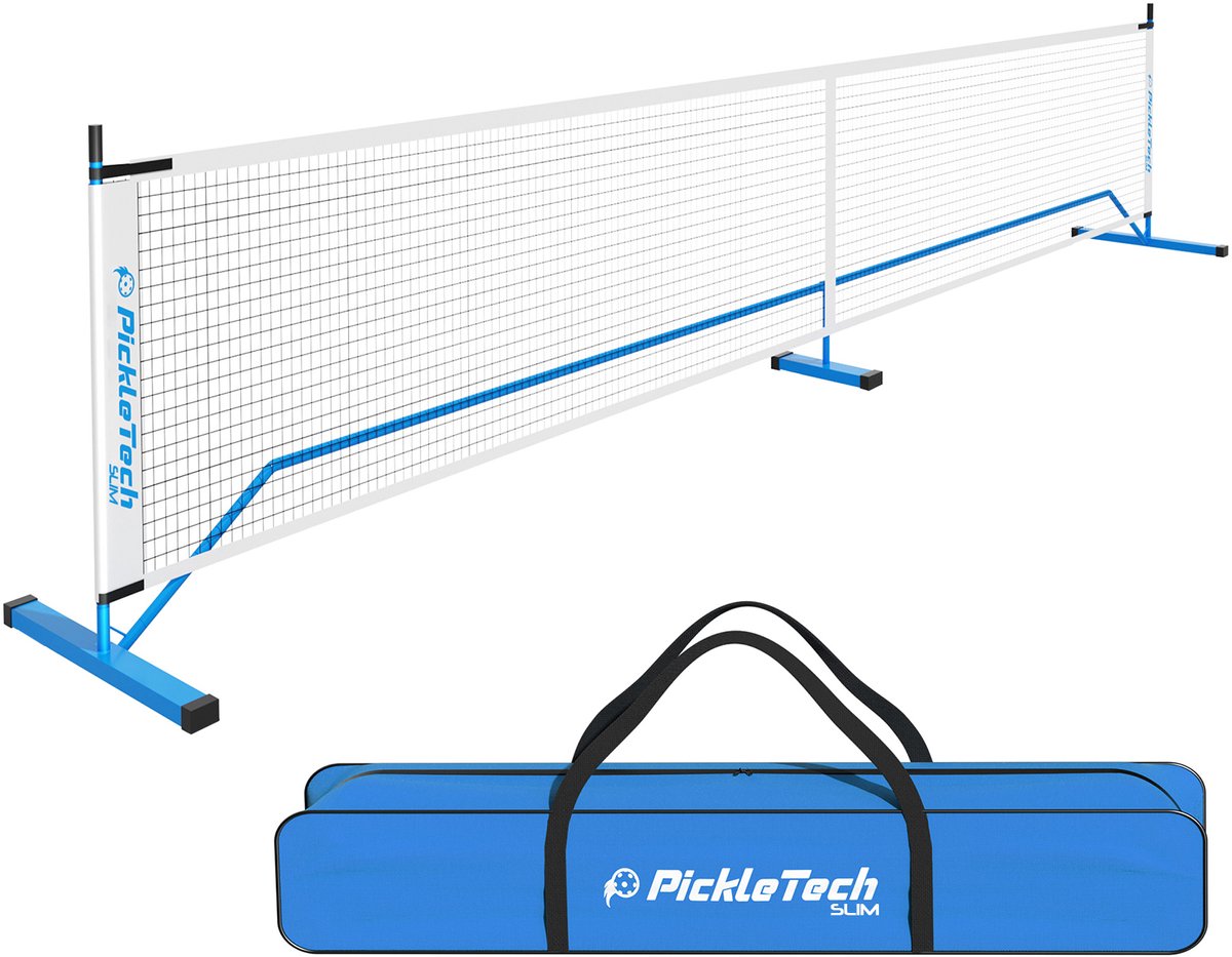 Slim pickleball net Blauw – Draagbaar Compleet Net Set met Tas – Eenvoudig Op te Zetten – AMA Sport