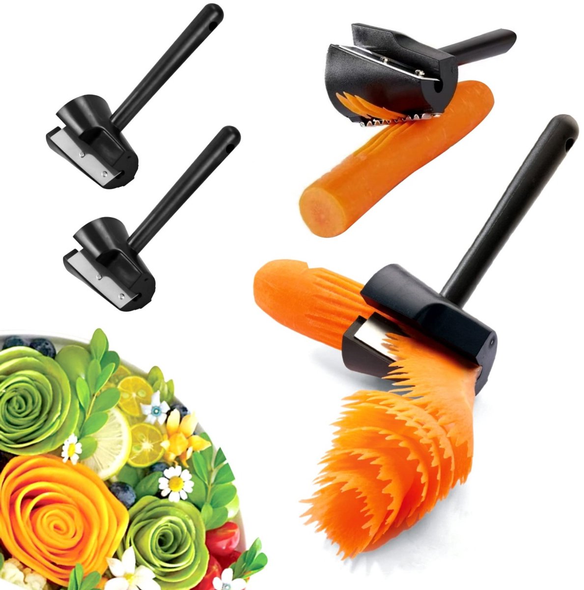 longziming -Spiraalsnijder 2-in-1 - Groentesnijder & Juliennesnijder - Keukentool - Handmatig Gebruik - Scherpe RVS Messen - Kunststof - Gezond & Creatief Koken - 2 Stuks