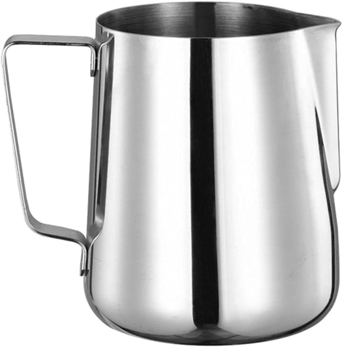 Melkopschuimkan - Pitcher Foam Cup - Koffiebereiding Thuis - Brede Handgreep - 200 ml - Zilver