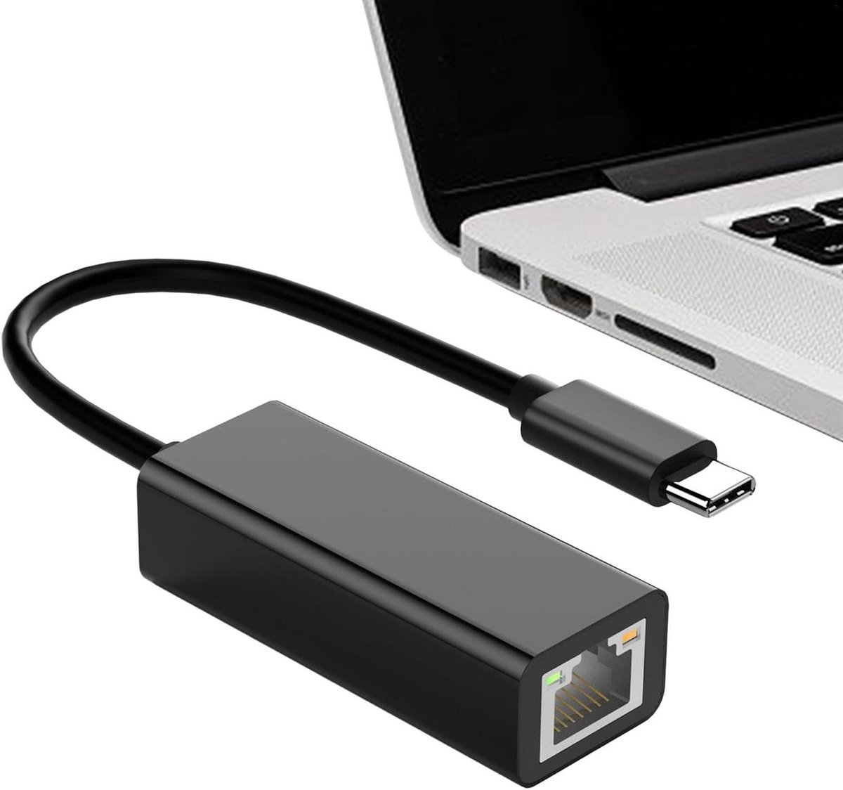 Netwerkadapter USB C - Ethernet Adapter - Stabiel Internet - Snelle Gegevensoverdracht - 100 Mbps - Zwart