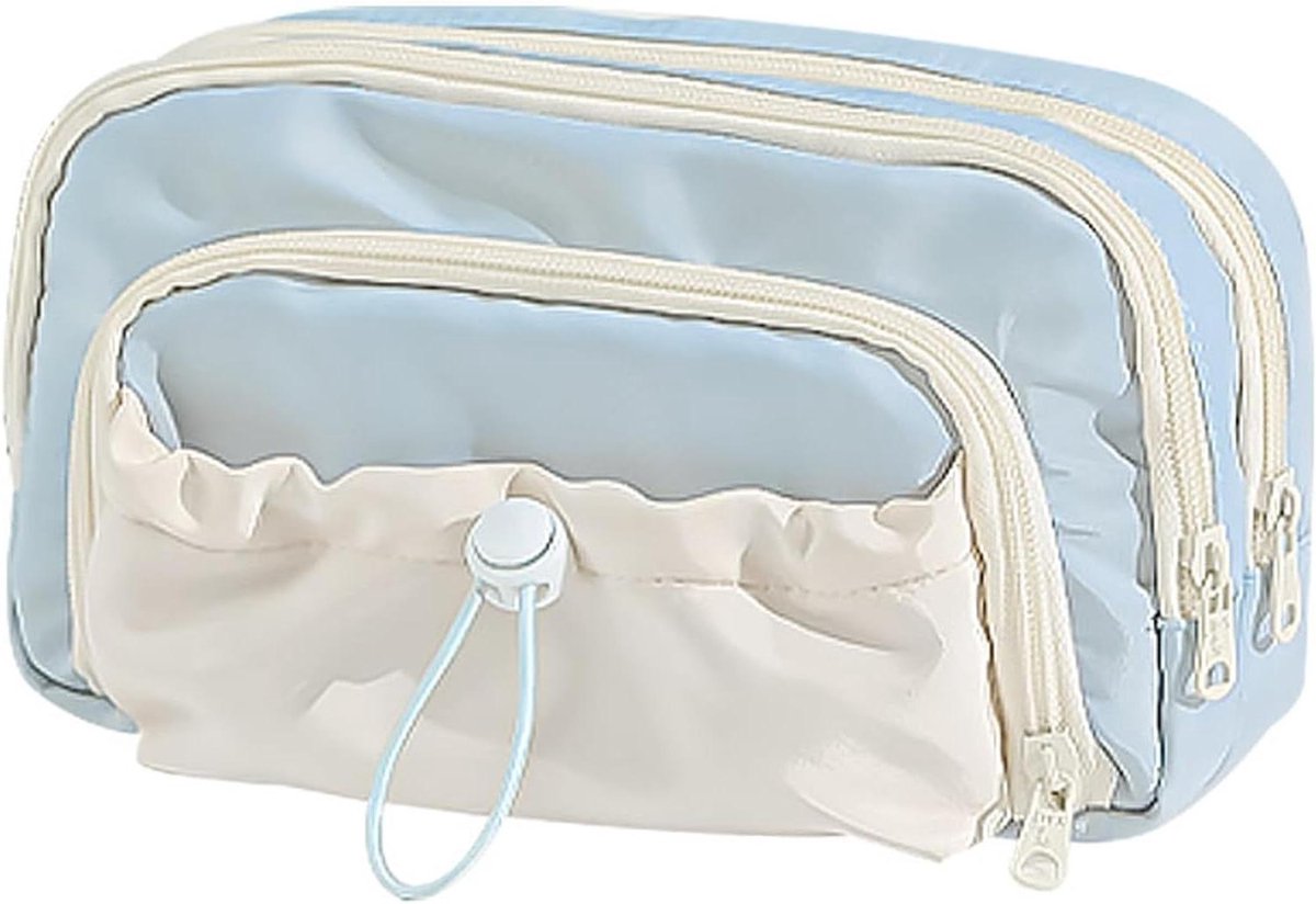 Kawaii Pennenetui - Esthetische Etui - Briefpapier Opbergen - Grote Capaciteit - 21 x 13 x 10 cm - Blauw