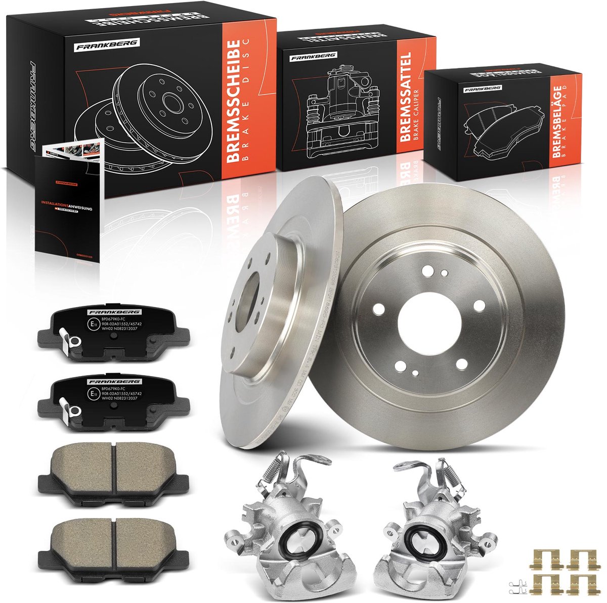 Frankberg 2x Remklauw+2x Remmen+4x Remblokken Achter voor Mitsubishi