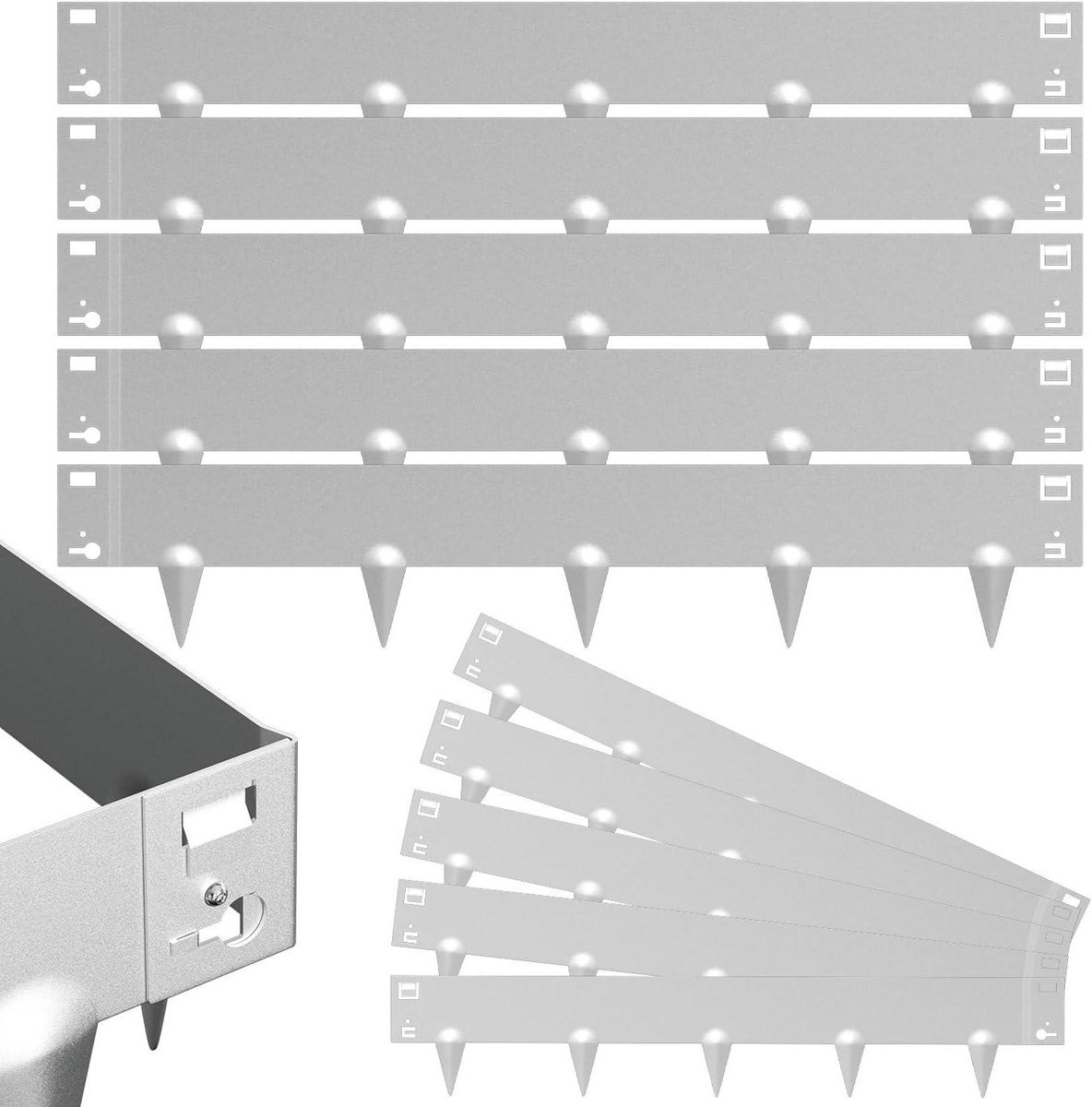 Gazonrand Metaal - Bloembedafscheiding Tuin - Tuinranden Creëren - Flexibel Vervormbaar - 20 Meter Set - Zilver