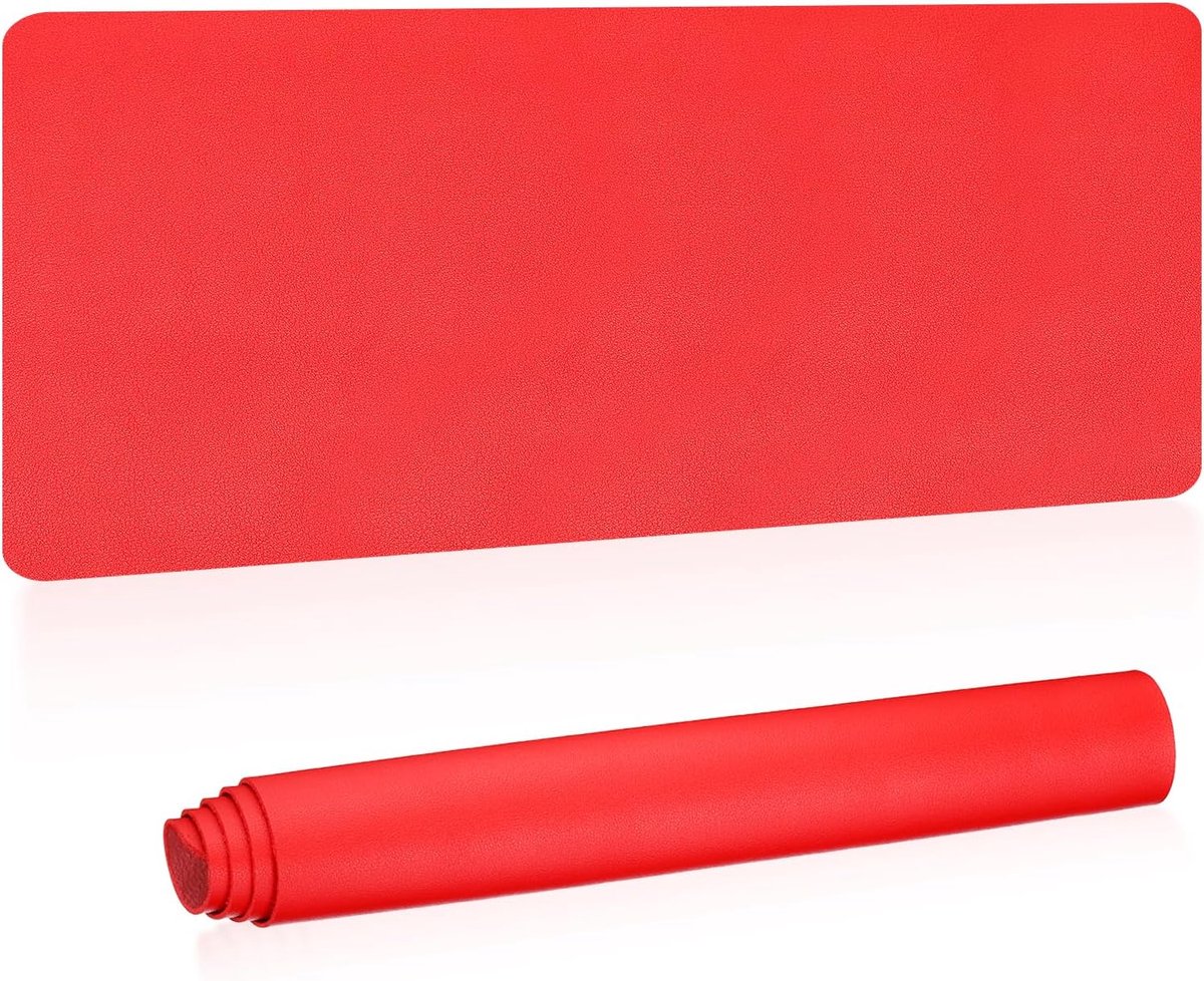 48"x17" Large Desk Mat - PU Leather - Dubbelzijdig - Rood