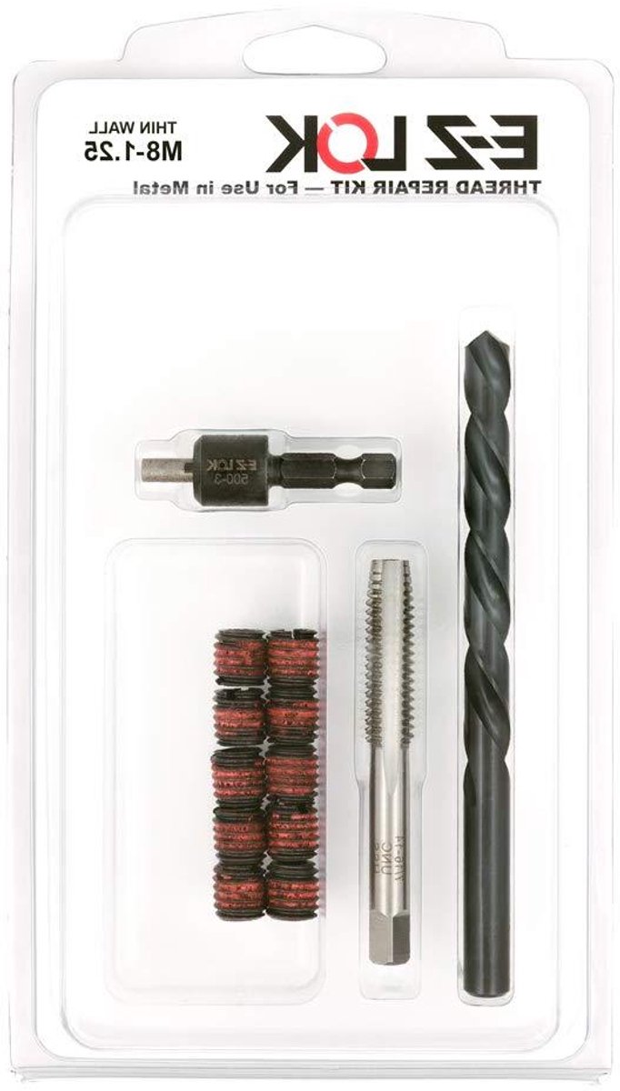 Inzetstukken Schroefdraad - Reparatiedraad M8 - Metaal Versterken - Zwart Oxide Finish - M8x1.25 - Zwart