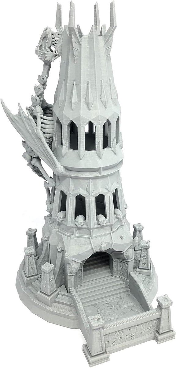 Dobbelsteentoren - Tafelblad Blikvanger - Spelavonden Organiseren - Gedetailleerd 3D-geprint - 265 cm Hoog - Grijs
