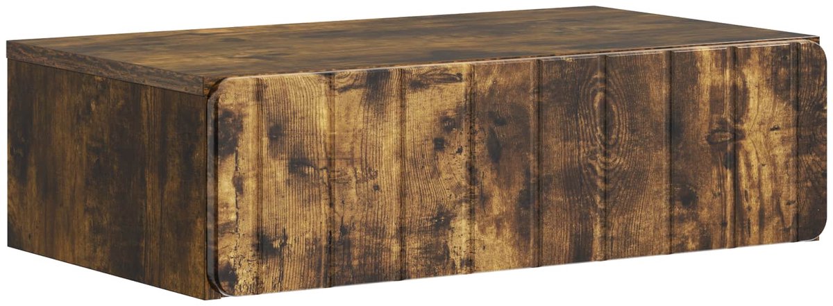 vidaXL Wandgemonteerde - Zijtafel - 59 - x - 34,5 - x - 17 - cm - Bewerkt - hout Gerookt eiken