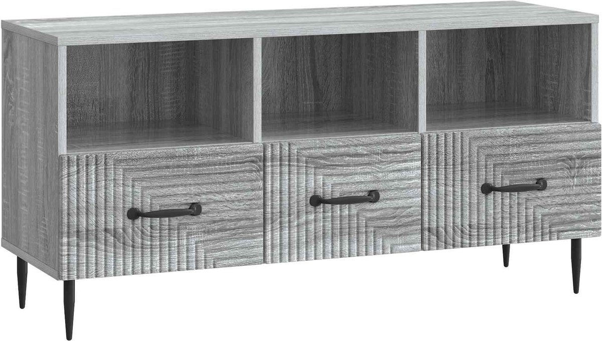 vidaXL - TV - Kast - met - lade - Grijs - sonoma - 102 - x - 34,5 - x - 50 - cm - Bewerkt - hout