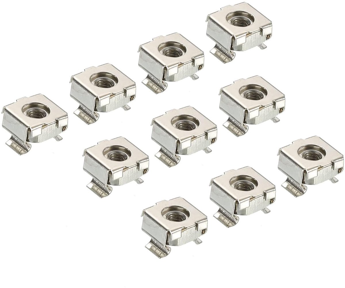 M4 Cage Carbon Nuts - Steel Nickel Plated voor Server Grid Cabinets - Silver 30 Pack