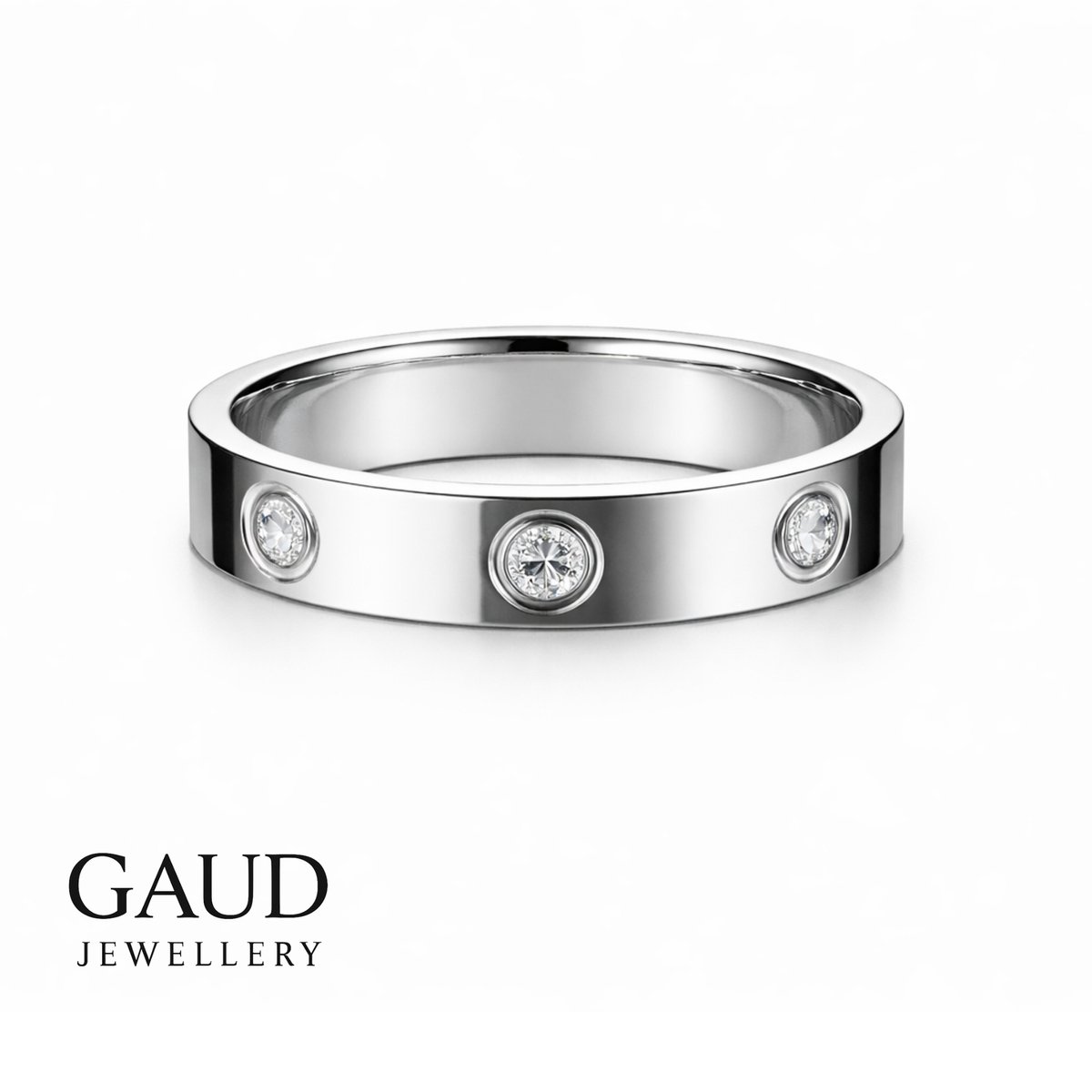 GAUD Zirkonia Stone Ring – Zilverkleurig Stainless Steel – Luxe Design – 6 Stenen – Maat 55 – Inclusief GAUD Gift Box