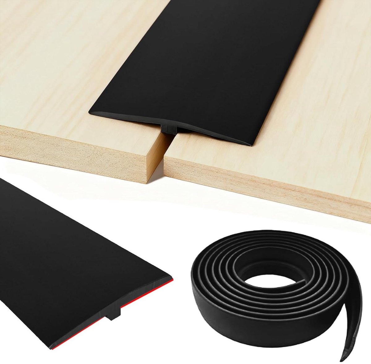 Vloerovergangsprofiel T-profiel - Plinten sierlijsten - Naadloze Vloerafwerking - Zelfklevend en Flexibel - 5 cm Breed - Zwart
