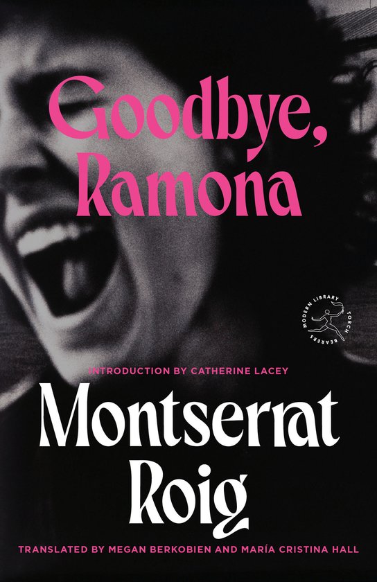Boekomslag met in roze 'Goodbye, Ramona' en in witte letters 'Montserrat Roig'.