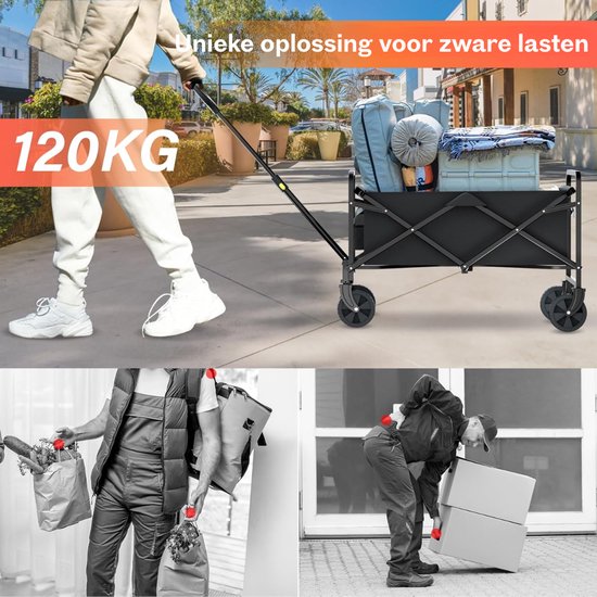 RONN® Bolderkar Opvouwbaar Luchtbanden - Bolderkar Opvouwbaar - Bolderkar Kinderenvervoer - Zwart - 72cm x 92cm x 46cm van Merkloos — afbeelding 3