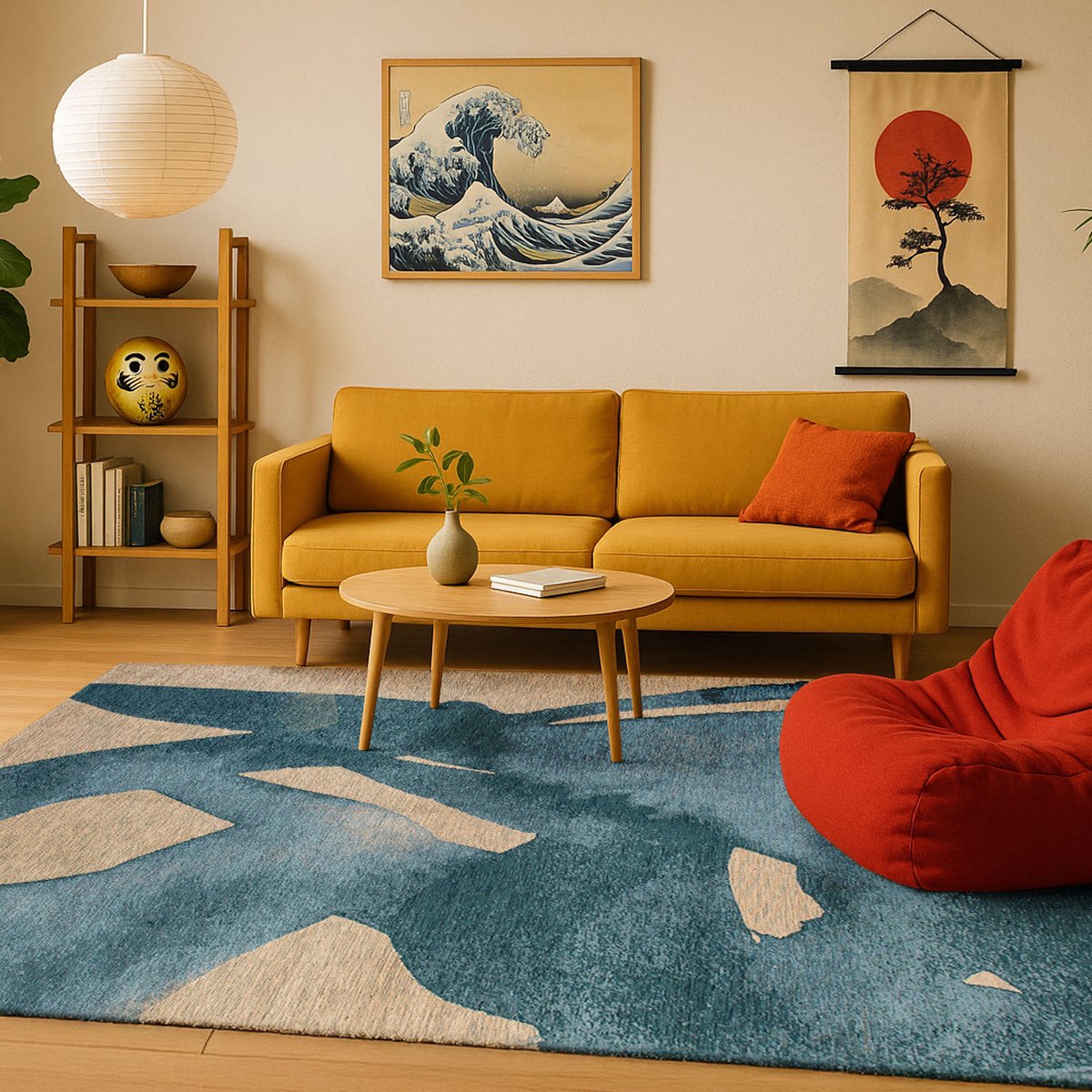 Binnen & Buiten Vloerkleed - 140 x 200 cm - Lola&Moi Swing Lagoon Blue - Laagpolig Tapijt - Gerecycled PET - Made in Belgium - Circulair