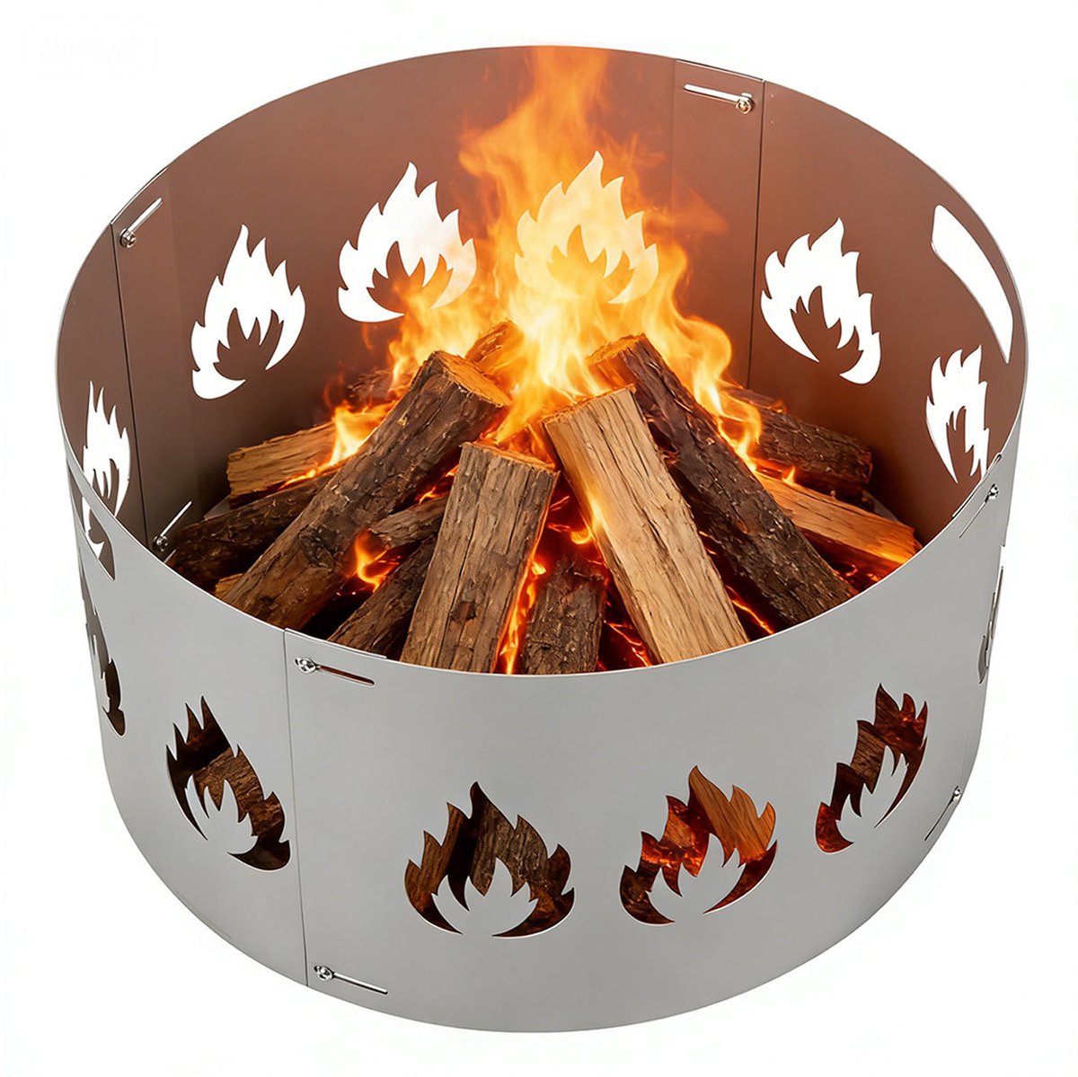 Vonkenvanger, modulaire zilveren vuurkorfbescherming, voorzien van handgrepen, verstelbaar van 55 tot 60 cm diameter