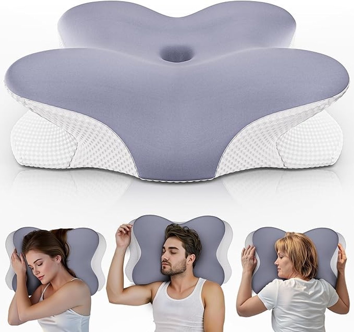 Holle contour neksteun kussen met traagschuim en verkoelende hoes