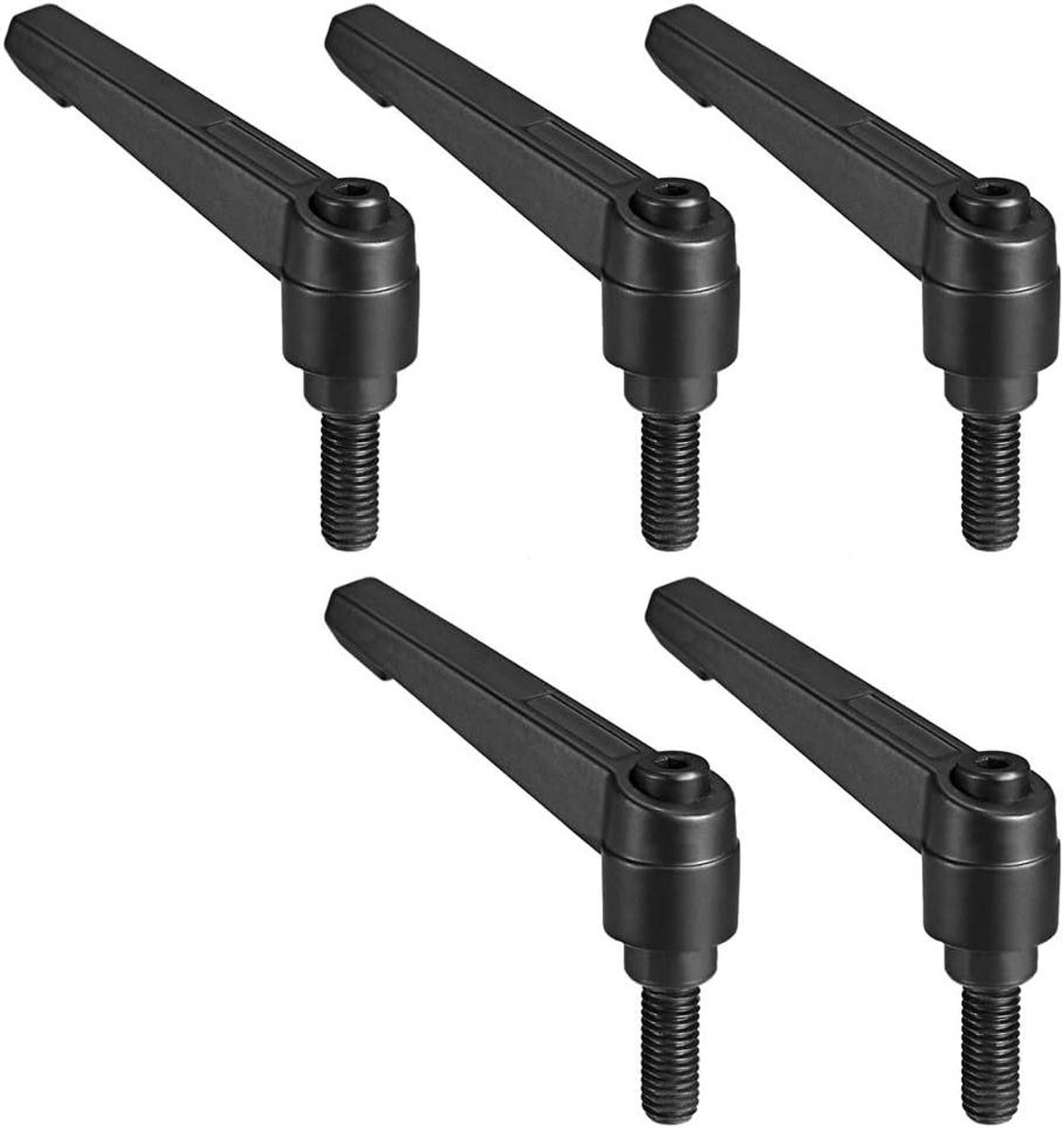 Verstelbare Klemhendel - Handvat Schroef - Snelle Instellingen - Drukknop Ontgrendeling - M8x16mm 5 Stuks - Zwart