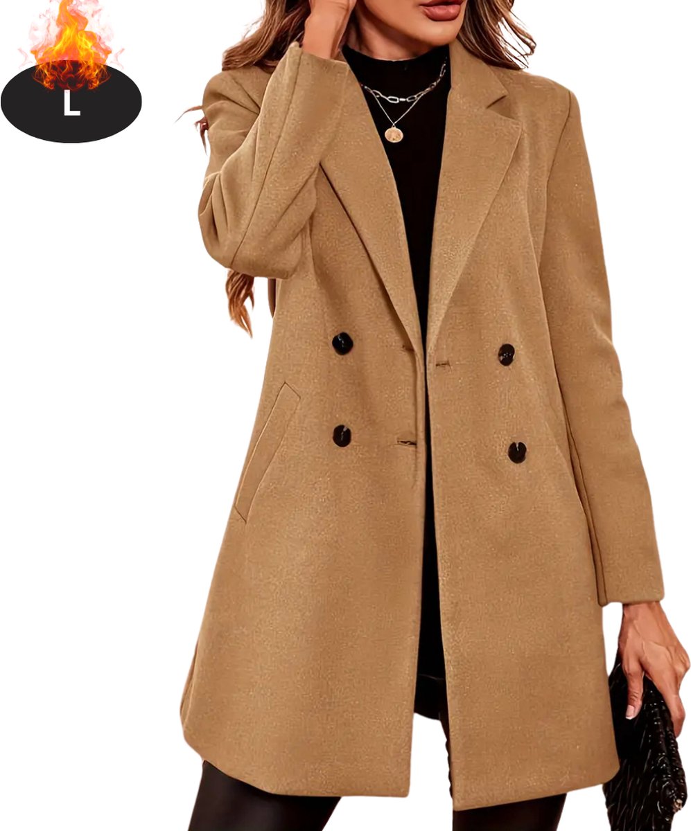 Nivard Mantel Dames Tussenmantel Jas Mantelpakje Trenchcoat Overjas Overcoat Winter Kameel Geel