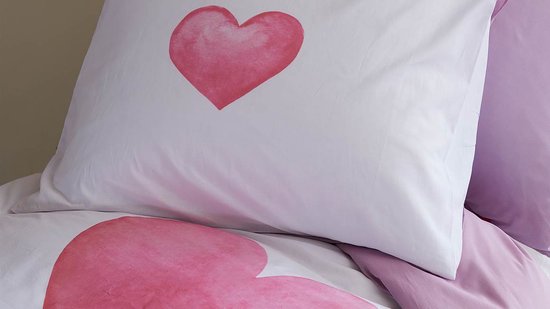 Housse de couette Snoozing Leonore - Simple - 140x200/220 cm + 1 taie d'oreiller) - Wit/ Rose