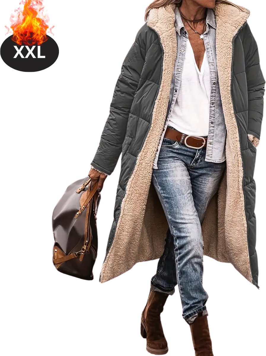 Nivard Winterjas Parka Dames Winter Jas Volwassen Stijlvol Donkergrijs