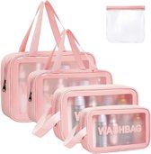 JGS ® Trousse de voyage transparente pour articles de toilette et cosmétiques de grande capacité, organiseur étanche avec fermeture éclair